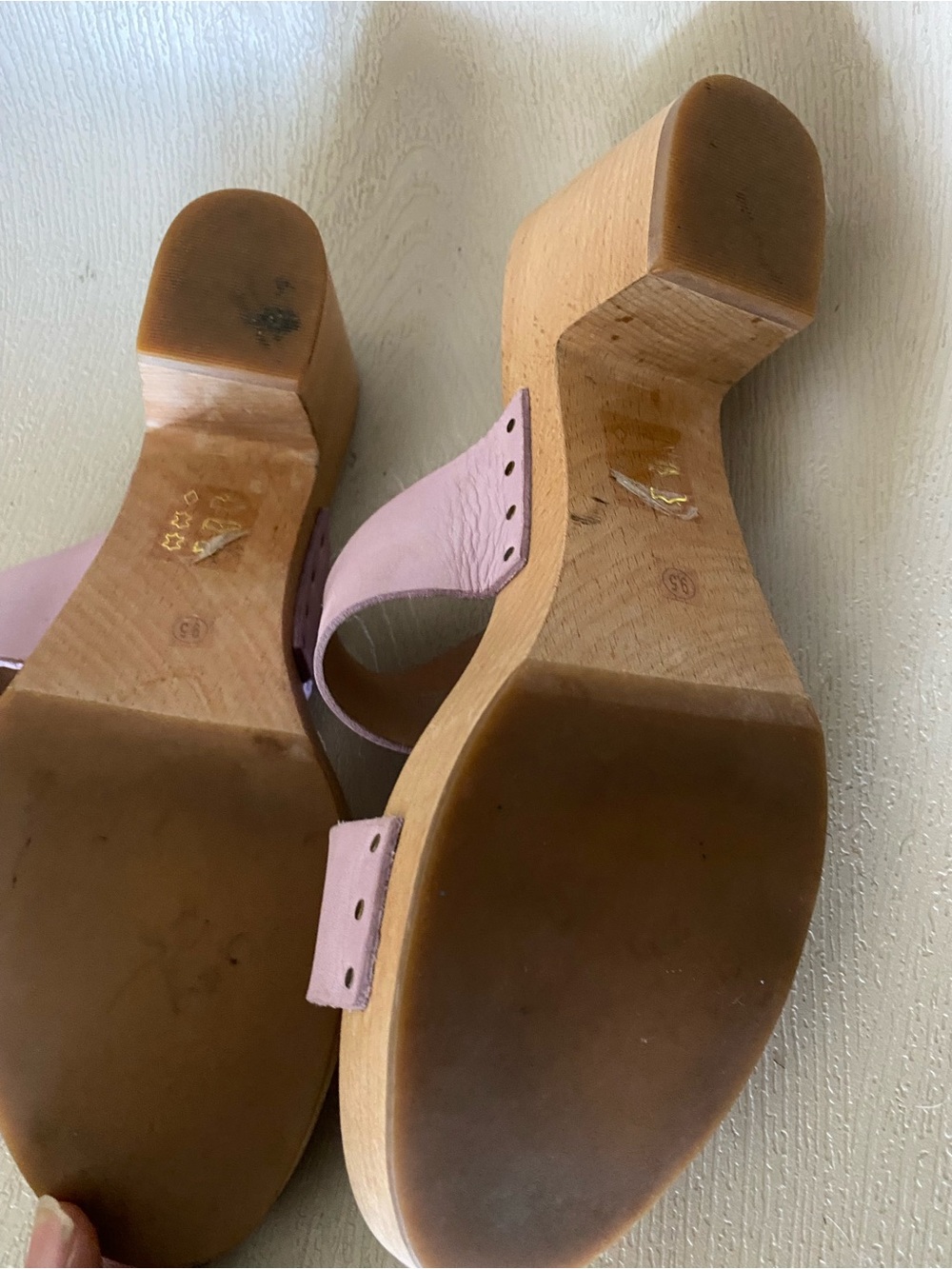 Madewell | Lilac Leather Wooden Clog Sandals 9.5 - Picture 9 of 10